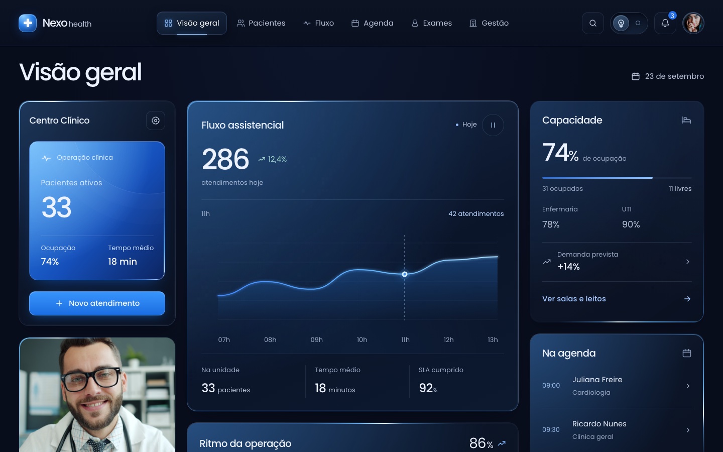 Tela do protótipo Nexo Health